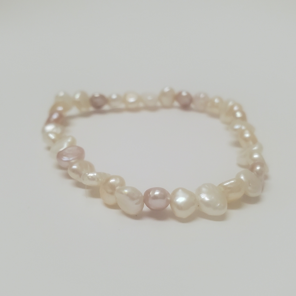 Natural Pearl Necklace and Bracelet Pastel Baroque Freshwater 925 Silver Clasp - Picture 4 of 6